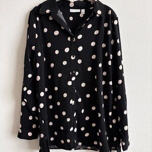 Susan Graver Black and White Boxy Button Down Shirt